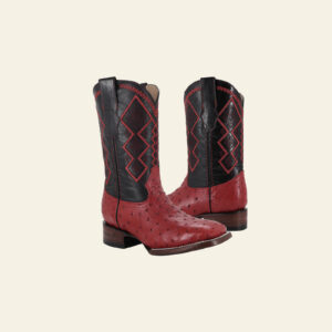 Bota Vaquera Bulldog Avestruz Rojo